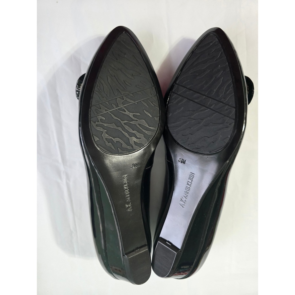 Anne Klein Akadelie Black Patent Bow Pointed Toe Wedge Pumps Shoes Womens 8.5 M - Picture 10 of 13